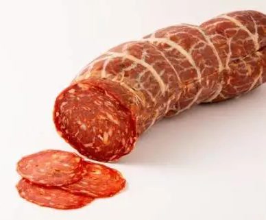 Sliced salami in beef casing