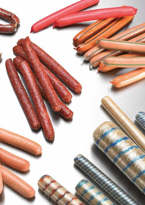 Skinless hot dogs, finished product from cellulose casing