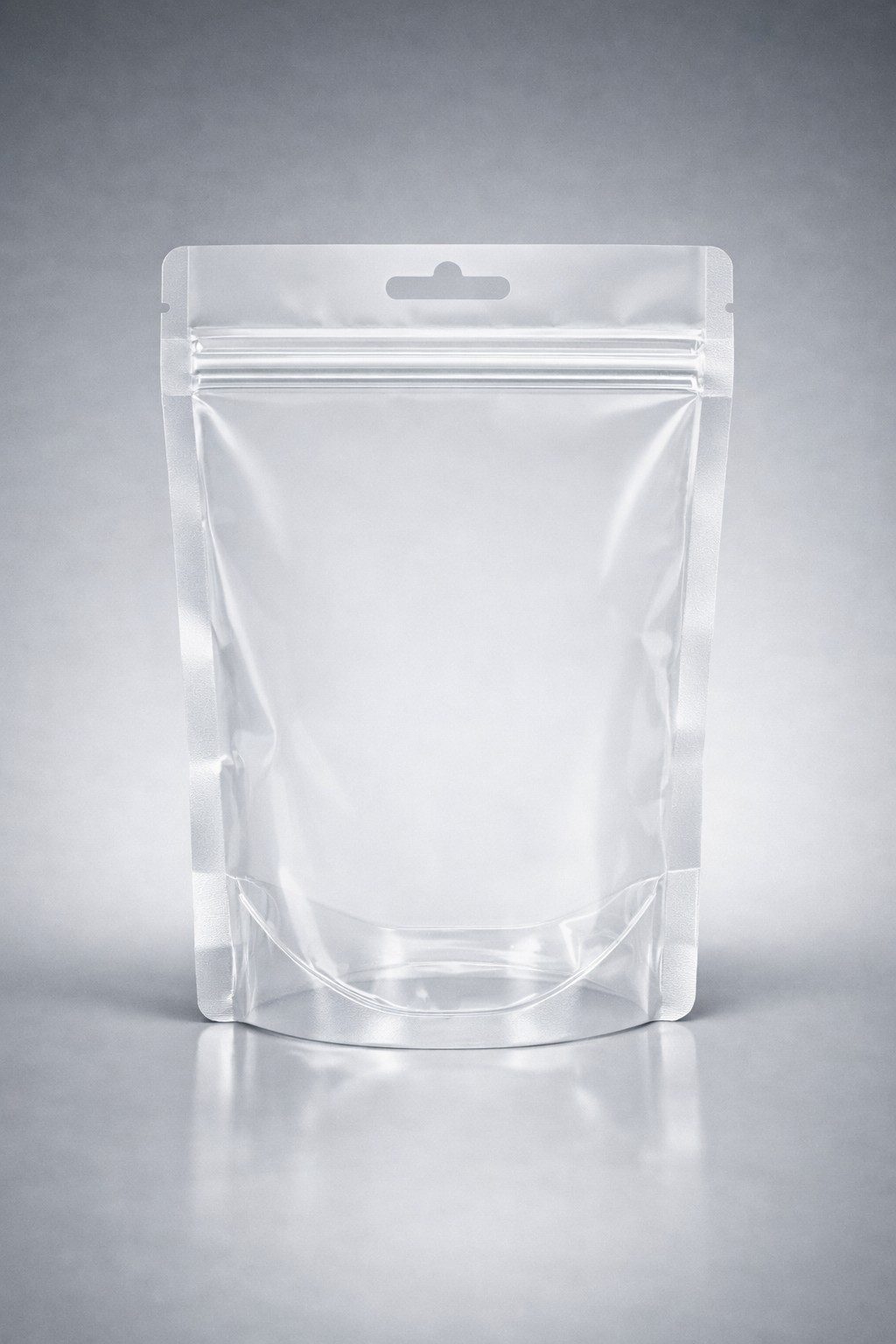 Plain unprinted clear doypack pouch