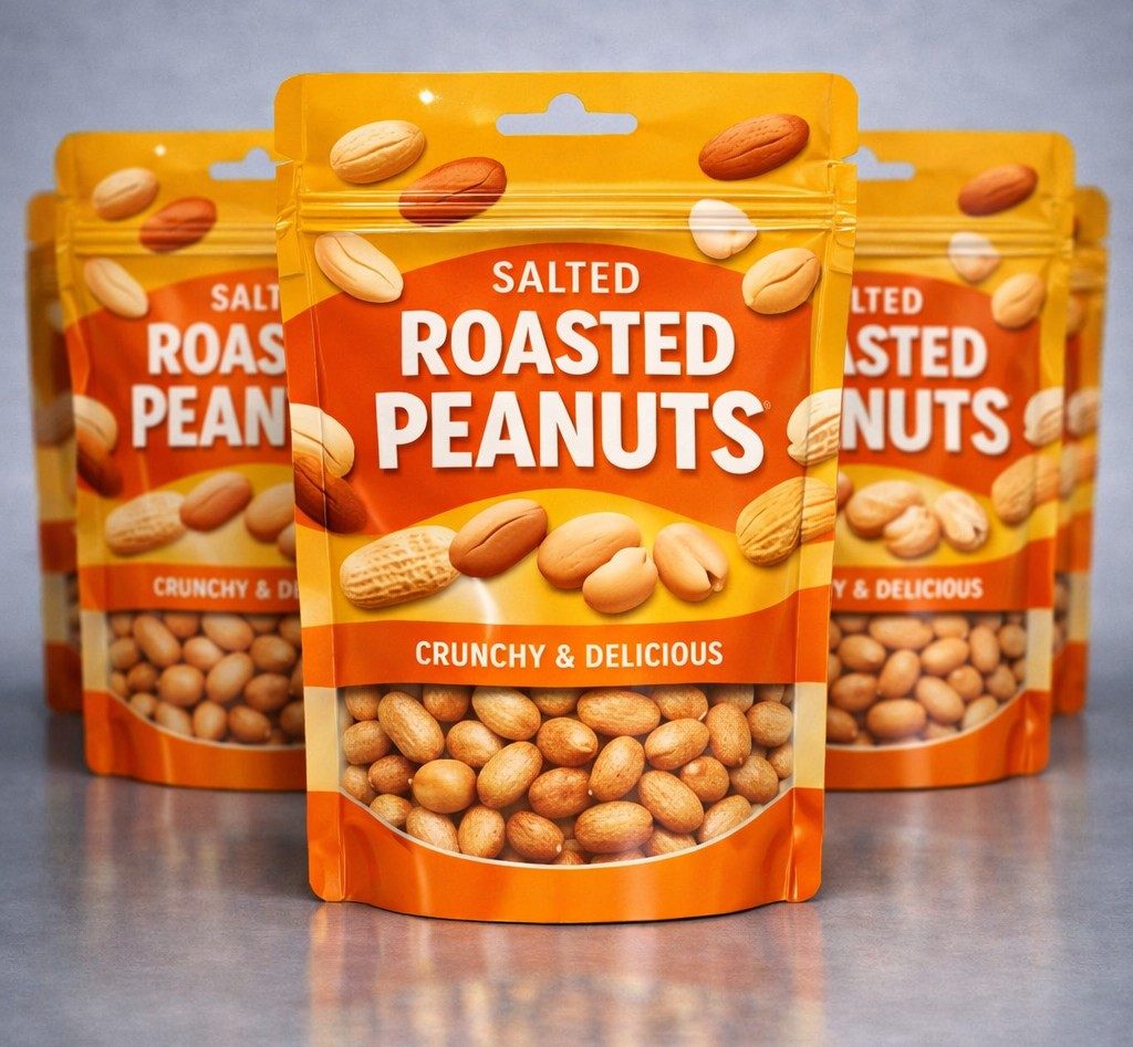 Doypack pouch printed for salted roasted peanuts