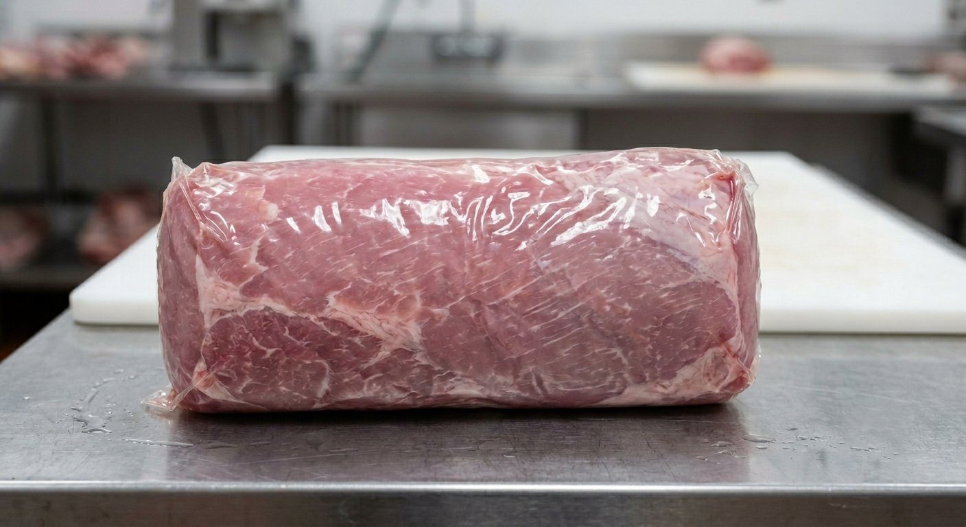 Pork loin vacuum sealed in shrink bag