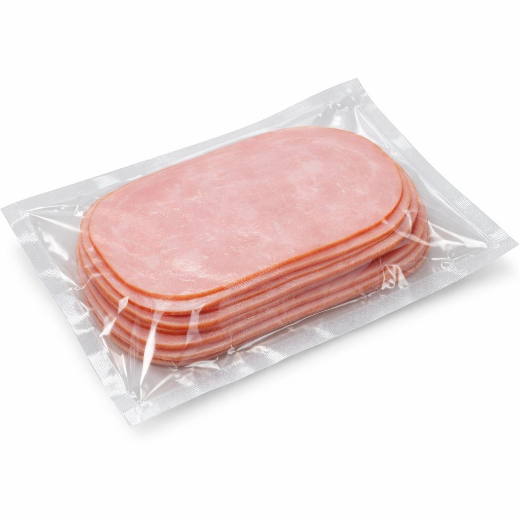 Sliced deli ham vacuum packaged