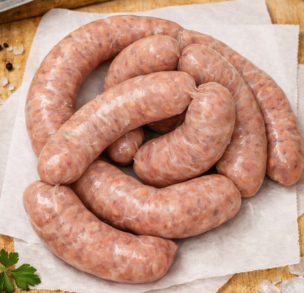 Coiled hog casing sausages
